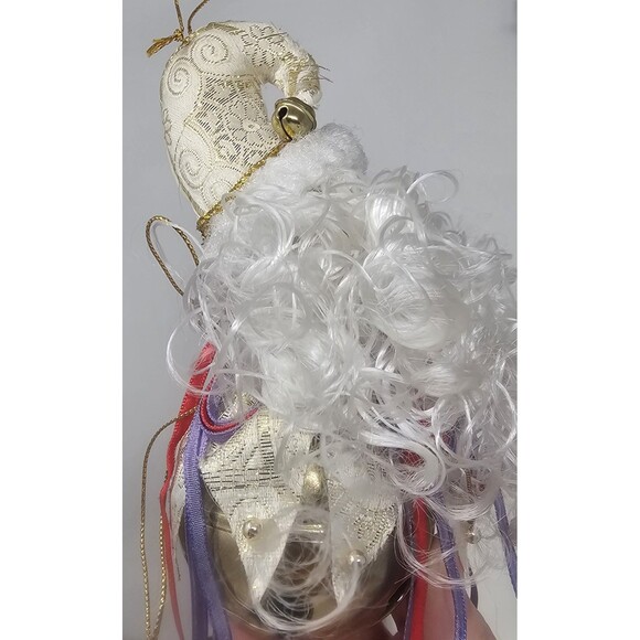 Vintage Porcelain Old World Santa Claus Face Head Jingle Bell Marble Ornament - Picture 7 of 15